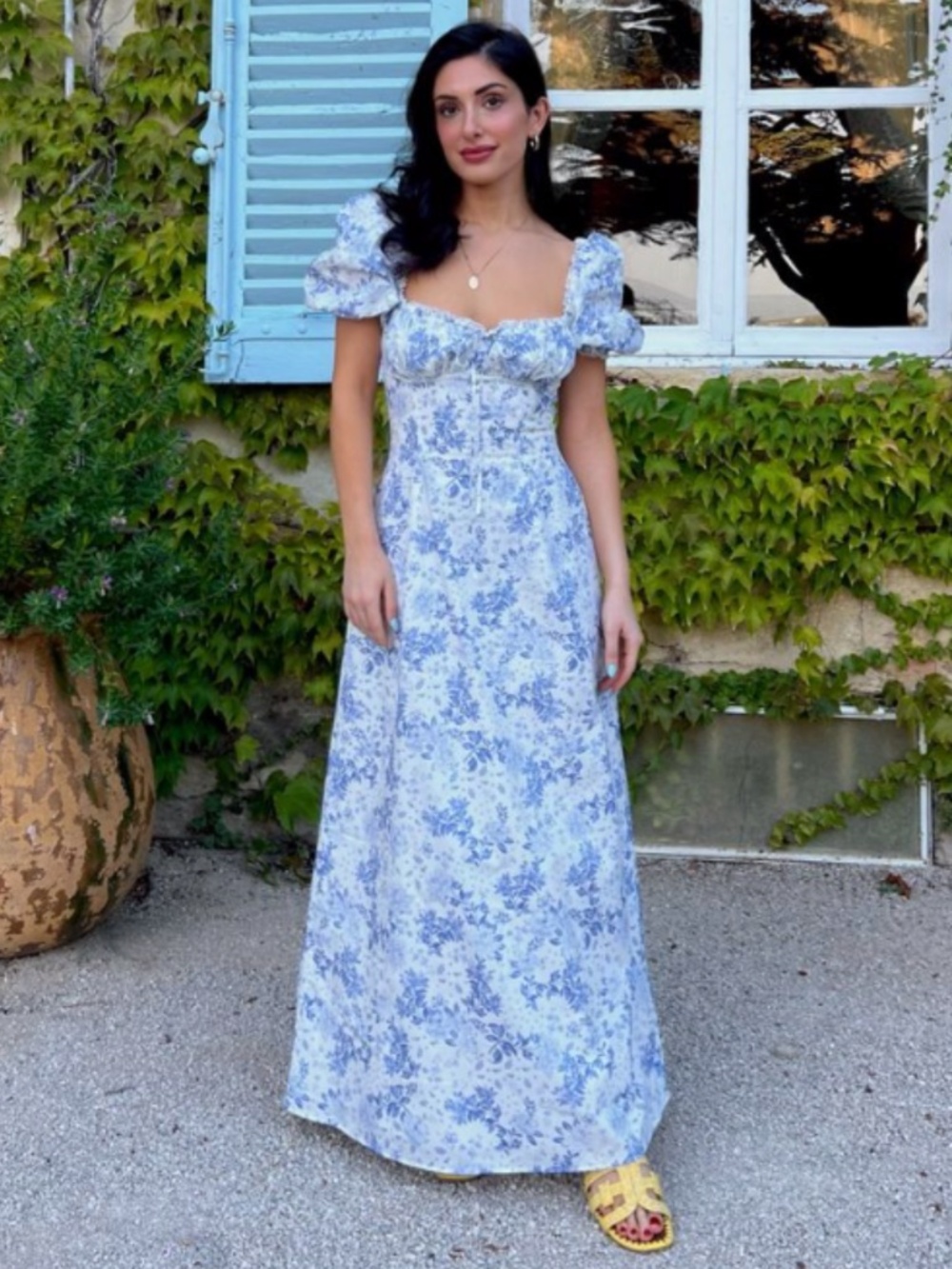 NEW House of CB Felizia Dress Blue Print + White Large with Regular Cup - Picture 13 of 17
